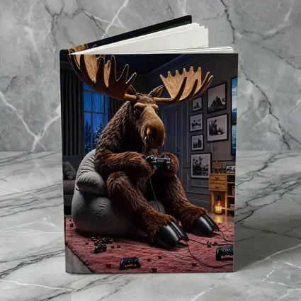 Moose Playing Video Games Living Room