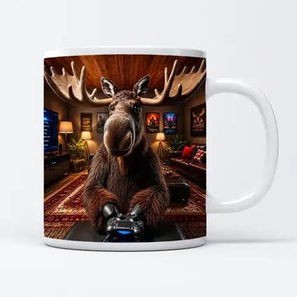 Moose Gamer Sitting In Cozy Gaming Room