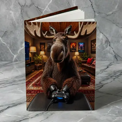 Moose Gamer Sitting In Cozy Gaming Room