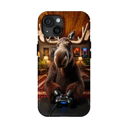Moose Gamer Sitting In Cozy Gaming Room