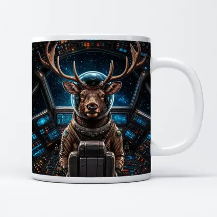 Deer Astronaut In Space Cockpit