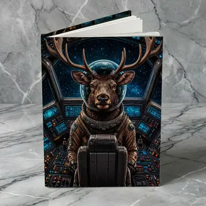 Deer Astronaut In Space Cockpit