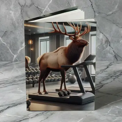 Elk Standing on Treadmill in Gym