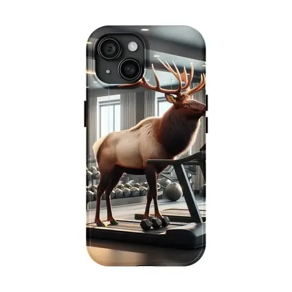 Elk Standing on Treadmill in Gym