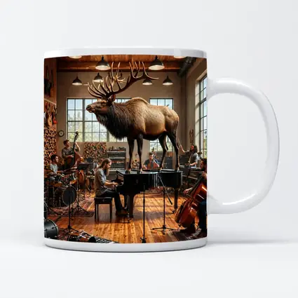 Elk In Music Studio With Band