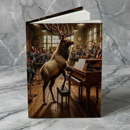 Elk Playing Piano With Orchestra Musicians