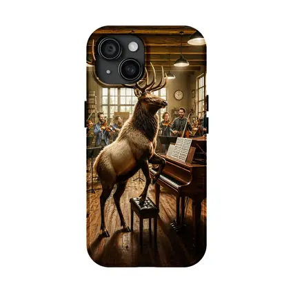 Elk Playing Piano With Orchestra Musicians