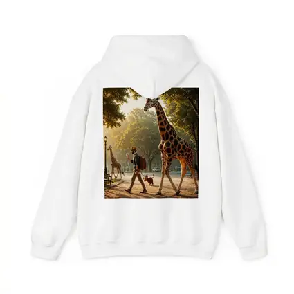 Man Walking Giraffe In Sunny Park