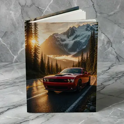 Dodge Challenger Red Mountain Road Sunset