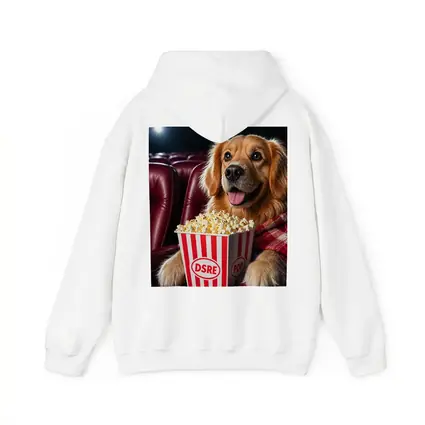 Golden Retriever Dog at Cinema with Popcorn