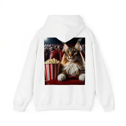 Maine Coon Cat At Cinema With Popcorn