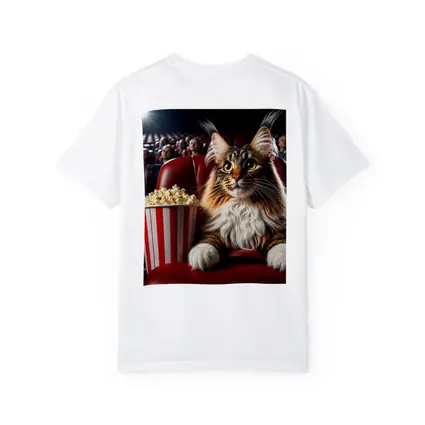 Maine Coon Cat At Cinema With Popcorn