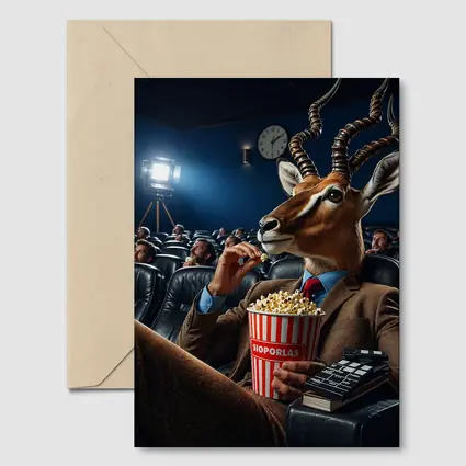 Antelope in Suit Watching Movie Cinema