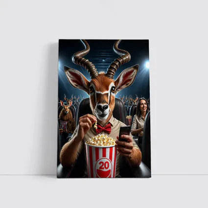 Antelope Eating Popcorn At Movie Theater