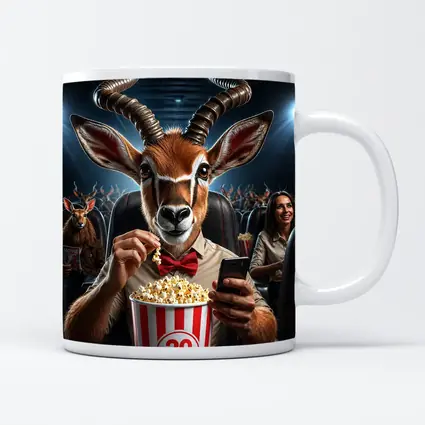 Antelope Eating Popcorn At Movie Theater