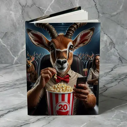 Antelope Eating Popcorn At Movie Theater