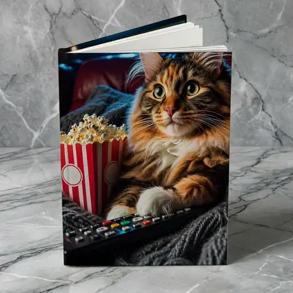 Maine Coon Cat Movie Night With Popcorn