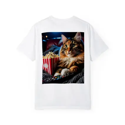 Maine Coon Cat Movie Night With Popcorn