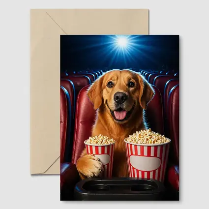 Golden Retriever Dog Cinema Popcorn Movie Night