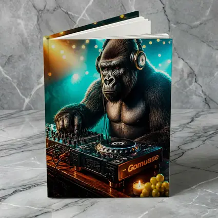 Gorilla DJ Spinning Tracks Neon Club