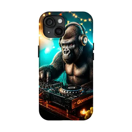 Gorilla DJ Spinning Tracks Neon Club