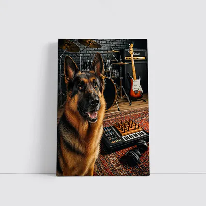 German Shepherd In Music Studio Setting