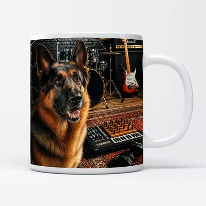 German Shepherd In Music Studio Setting