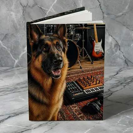 German Shepherd In Music Studio Setting