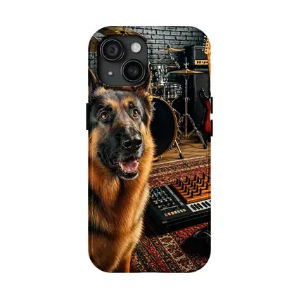 German Shepherd In Music Studio Setting