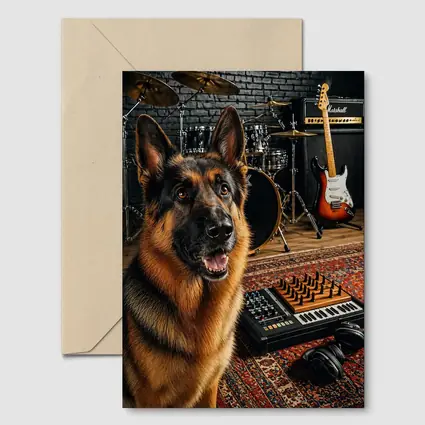 German Shepherd In Music Studio Setting
