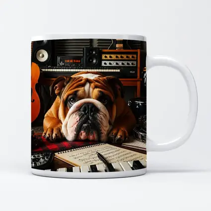 Bulldog Relaxing in Music Recording Studio