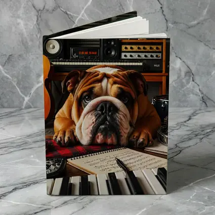 Bulldog Relaxing in Music Recording Studio