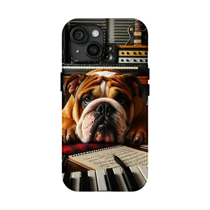 Bulldog Relaxing in Music Recording Studio
