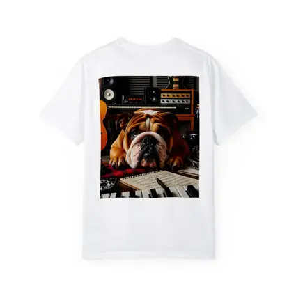 Bulldog Relaxing in Music Recording Studio