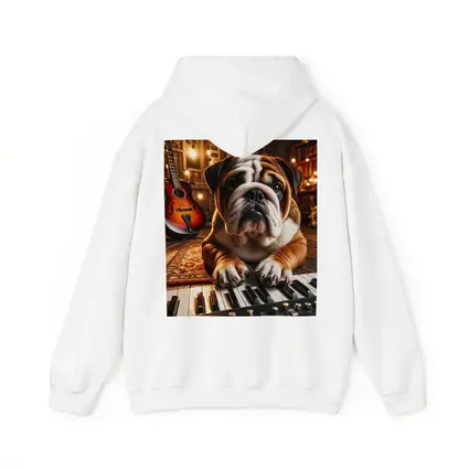 English Bulldog Playing Piano Music Studio