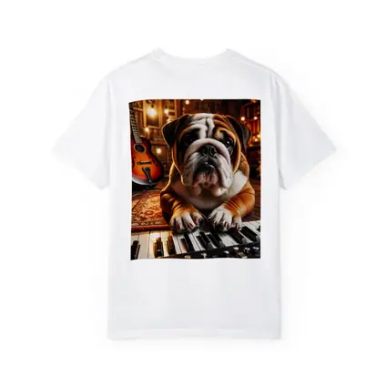 English Bulldog Playing Piano Music Studio