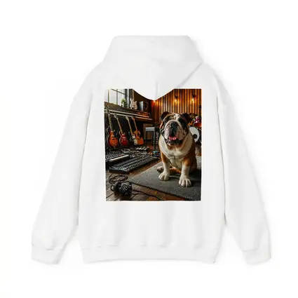 Bulldog Sitting In Music Recording Studio