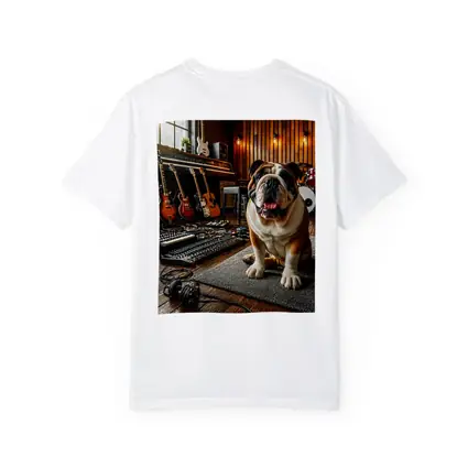 Bulldog Sitting In Music Recording Studio