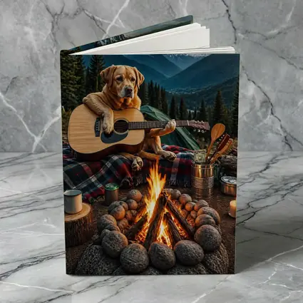 Labrador Retriever Playing Guitar Mountain Campfire