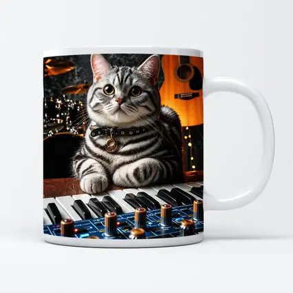 American Shorthair Cat Playing Studio Keyboard