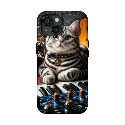 American Shorthair Cat Playing Studio Keyboard