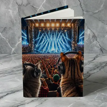 Cats With Headphones At Rock Concert Festival