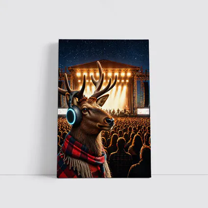 Deer With Headphones At Concert Stage