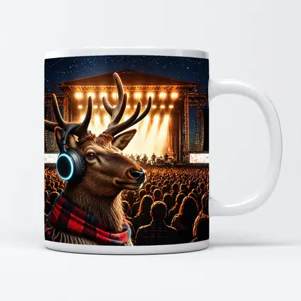 Deer With Headphones At Concert Stage