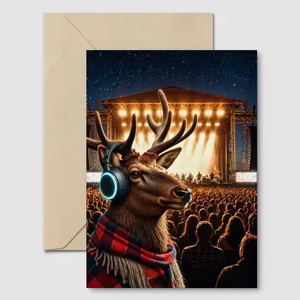 Deer With Headphones At Concert Stage