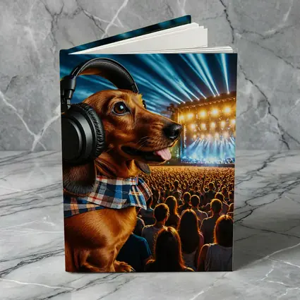 Dachshund With Headphones At Concert