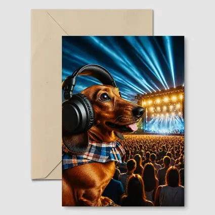 Dachshund With Headphones At Concert