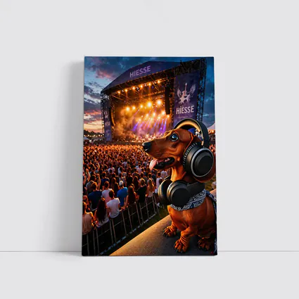 Dachshund With Headphones At Music Festival