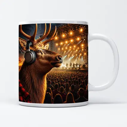 Elk Wearing Headphones at Music Festival
