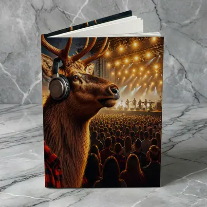 Elk Wearing Headphones at Music Festival